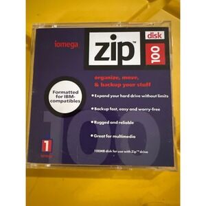 Iomega Zip 100MB Disk IBM Formatted  Single with Jewel Case‎ Vintage Storage